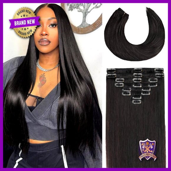 18 Inch Straight Human Hair Clip In Extensions 8pcs 100g Seamless main image 4